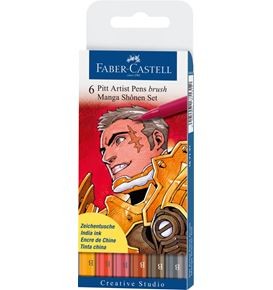 6-piece Pitt Artist Pen, Brush, Shônen